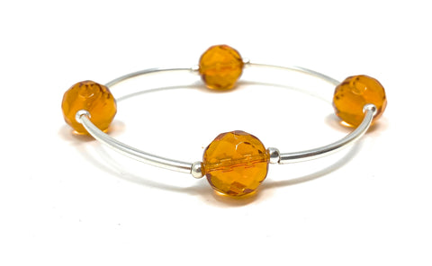 Count Your Blessings Birthstone Bracelet, Faceted Czech Citrine 12 mm Glass Beads