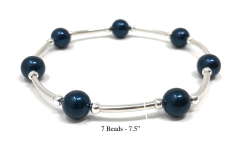 Count Your Blessings 8 MM Midnight Blue Pearl Bracelet