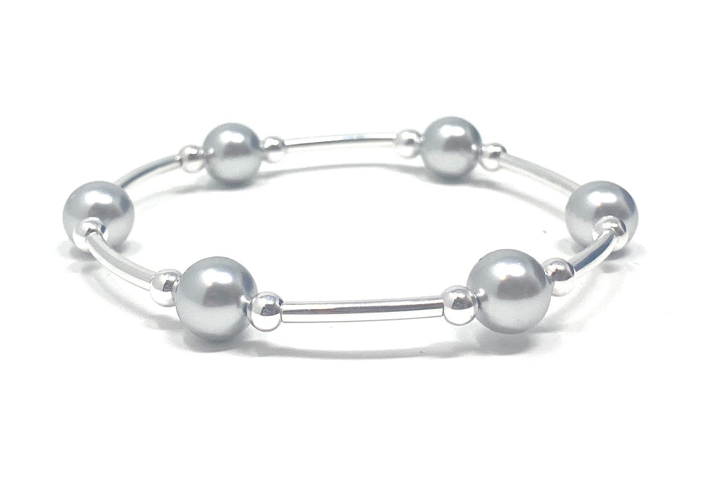 Count Your Blessings Bracelet Silver Pearl 6.5"