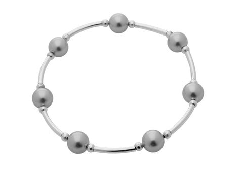 Count Your Blessings 8 MM Silver Pearl Bracelet