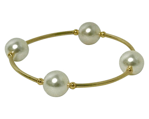 Count Your Blessings Gold & White 12 MM Pearl Bracelet