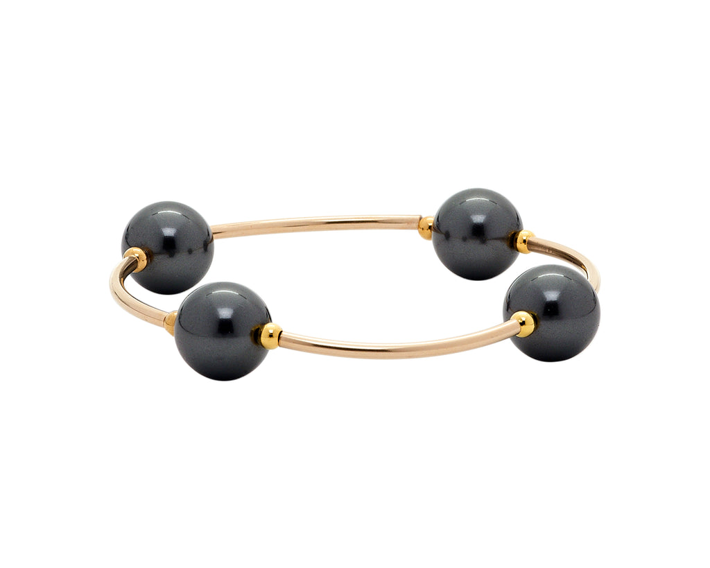 Count Your Blessings Gold & Black 12 MM Pearl Bracelet