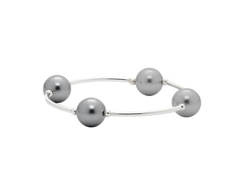 Count Your Blessings 12 MM Silver Pearl Bracelet
