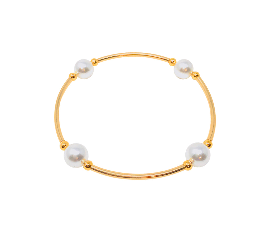 Count Your Blessings Gold & White Pearl Bracelet 6.5"