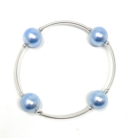 Count Your Blessings Light Blue 12 mm Pearl Bracelet