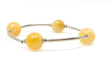 Count Your Blessings 12 MM Yellow Jade Gemstone Bracelet