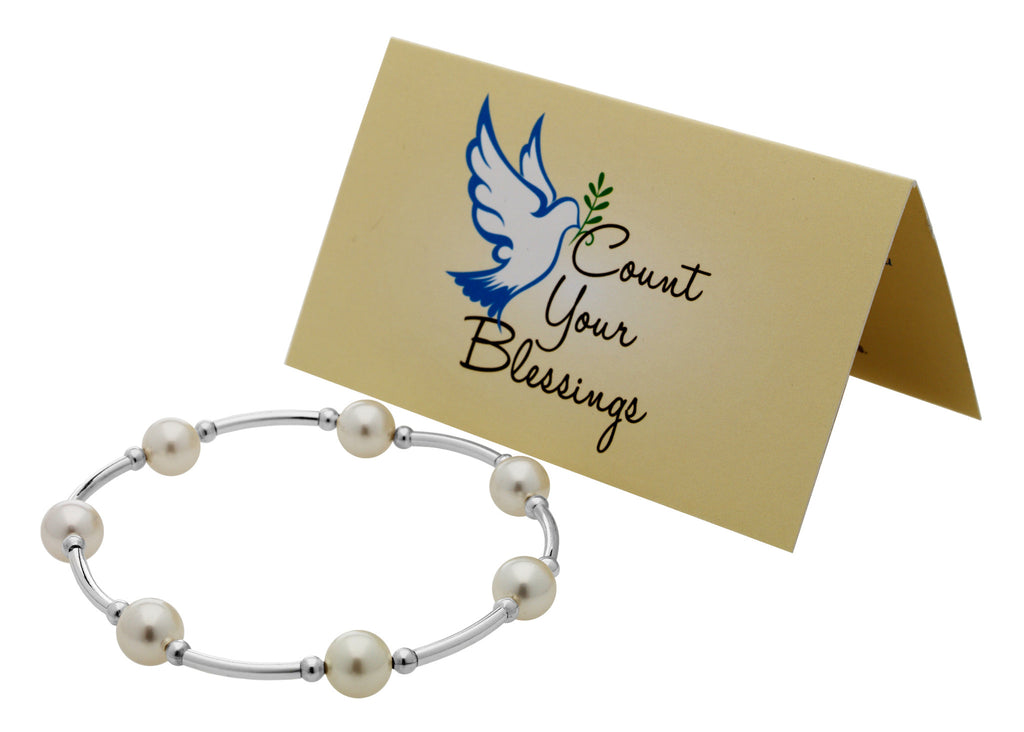 Count Your Blessings White Pearl Bracelet 8 MM