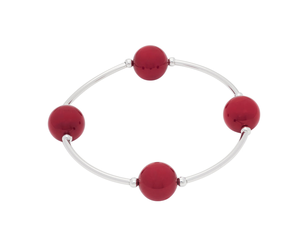 Count Your Blessings 12 MM Red Coral Pearl Bracelet